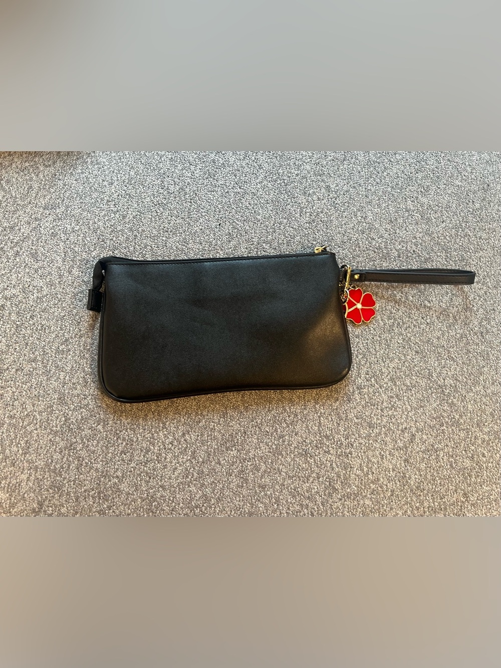 GUESS Black Wristlet with Gold Hardware and Red Flower Charm - Picture 3 of 8